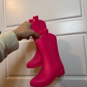 Bright Pink Cowgirl Rain Boots